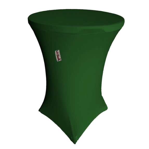 LA Linen TCSpandex32Rx42H-GreenEmeraldX32 Round Spandex Cover for Cocktail Highboy Table, Emerald Green - 32 & 42 in.
