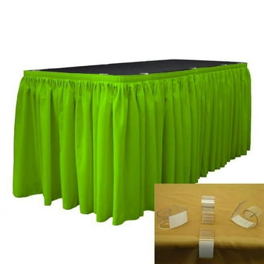 LA Linen SKT-Pop-14x29-10Lclips-LimeP84 Polyester Poplin Table Skirt with 10 L-Clips&#44; Lime - 14 ft. x 29 in.