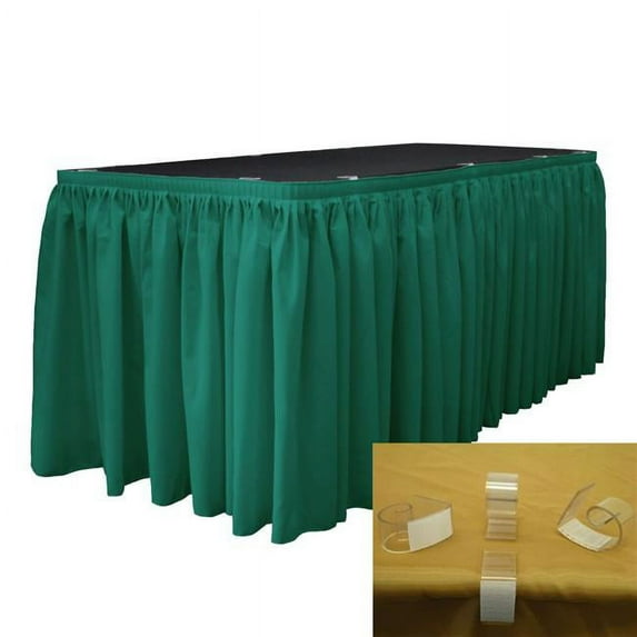 LA Linen SKT-Pop-30x29-15Lclips-TealP43 Polyester Poplin Table Skirt with 15 L-Clips, Teal - 30 ft. x 29 in.