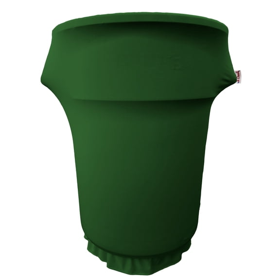 LA Linen Spandex Cover fitted for 55 Gallon Trash can on wheels, Emerald Green