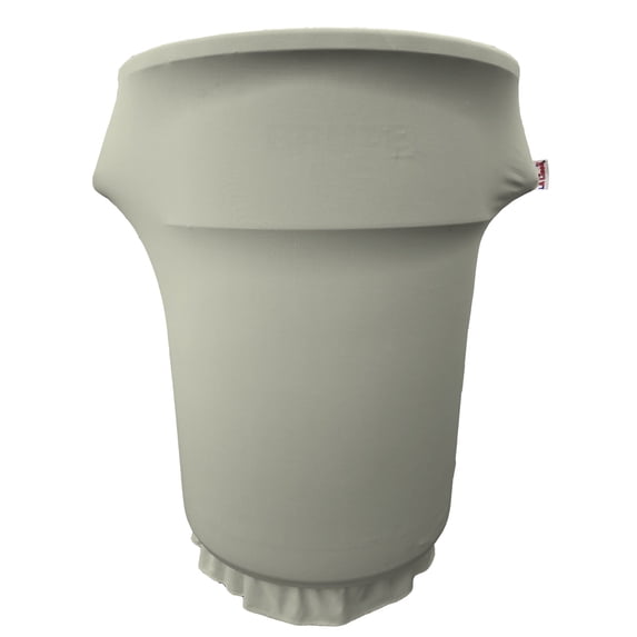 LA Linen Spandex Cover fitted for 55 Gallon Trash can on wheels, Gray Light