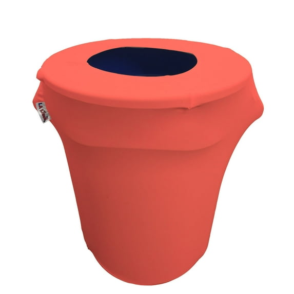 LA Linen Stretch Spandex Trash Can cover 32-Gallon Round,Coral