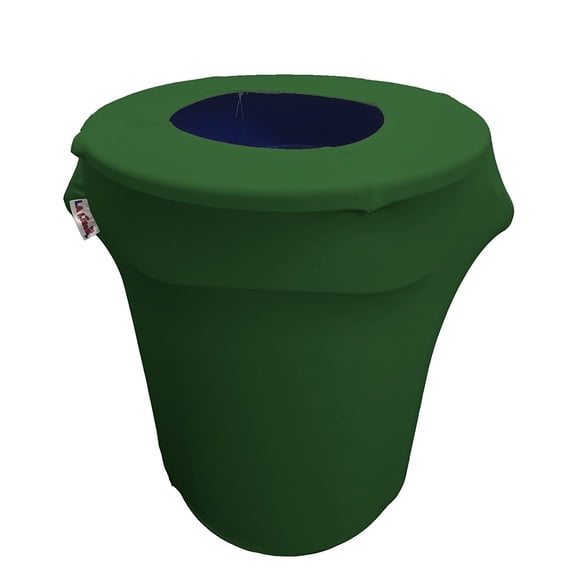 LA Linen Stretch Spandex Trash Can cover 32-Gallon Round, Emerald Green