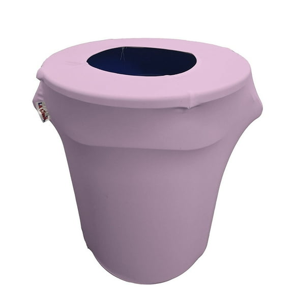 LA Linen Stretch Spandex Trash Can cover 32-Gallon Round,Lilac