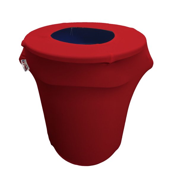 LA Linen Stretch Spandex Trash Can cover 32-Gallon Round,Red