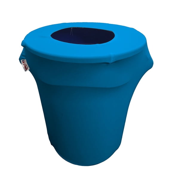 LA Linen Stretch Spandex Trash Can cover 32-Gallon Round,Turquoise