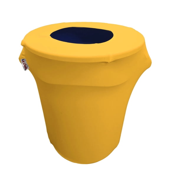 LA Linen Stretch Spandex Trash Can cover 32-Gallon Round,Yellow