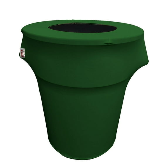 LA Linen Stretch Spandex Trash Can cover 44-Gallon Round, Emerald Green