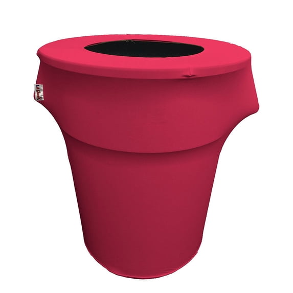 LA Linen Stretch Spandex Trash Can cover 44-Gallon Round,Fuchsia