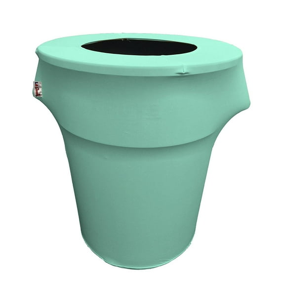 LA Linen Stretch Spandex Trash Can cover 44-Gallon Round,Mint