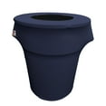thumbnail image 1 of LA Linen Stretch Spandex Trash Can cover 44-Gallon Round, Navy, 1 of 7