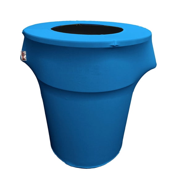 LA Linen Stretch Spandex Trash Can cover 44-Gallon Round,Turquoise