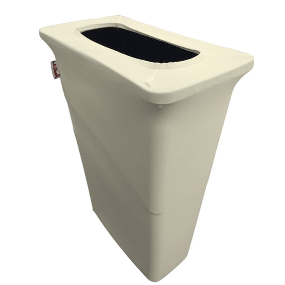 LA Linen Stretch Spandex Trash Can cover for Slim Jim 23-Gallon, Ivory
