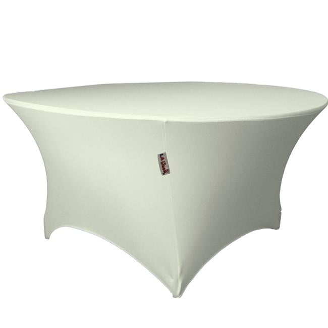 Ivory Round Spandex Tablecloth with Reinforced Leg Pocket