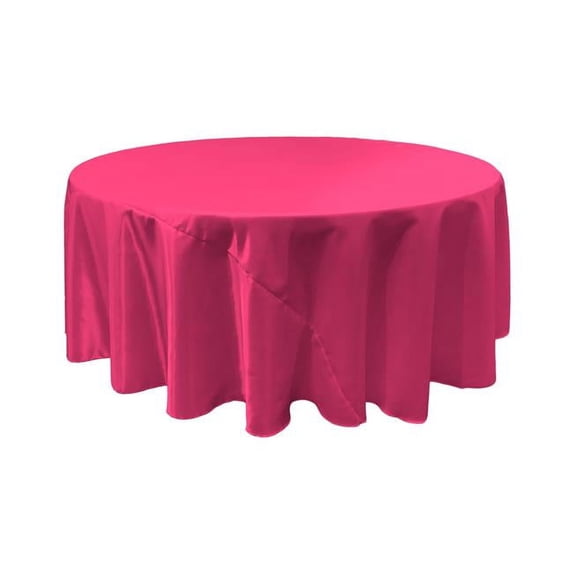 LA Linen TCbridal120R-FuchsiaB49 Bridal Satin Round Tablecloth, Fuchsia - 120 in.