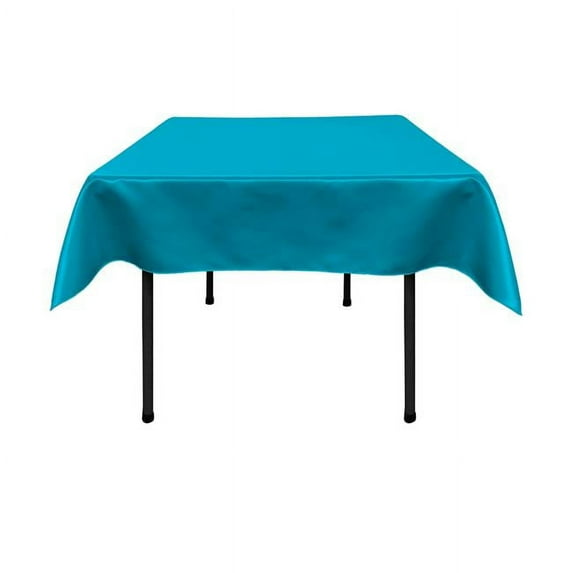 LA Linen TCbridal58X58-TurquoiseB52 Bridal Satin Square Tablecloth, Turquoise - 58 x 58 in.