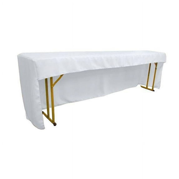 LA Linen TCpop-OB-fit-96x18x30-WhiteP11 Open Back Polyester Poplin Fitted Tablecloth for Classroom Tables, White