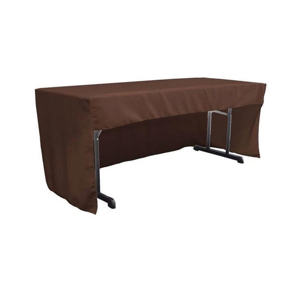 LA Linen TCpop-OB-fit-96x30x30-BrownP22 2.26 lbs Open Back Polyester Poplin Fitted Tablecloth, Brown