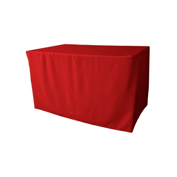 LA Linen TCpop-fit-48x24x30-RedP98 1.67 lbs Polyester Poplin Fitted Tablecloth - Red