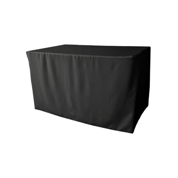 LA Linen TCpop-fit-48x30x30-BlackP24 1.8 lbs Polyester Poplin Fitted Tablecloth, Black
