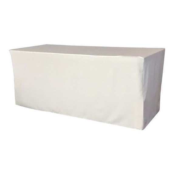 LA Linen TCpop-fit-96x30x30-WhiteP11 2.77 lbs Polyester Poplin Fitted Tablecloth, White