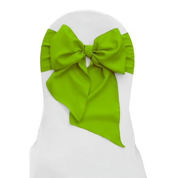 LA Linen TCpop8x108-Pk10-LimeP84 Polyester Poplin Chair Bows, Lime - 8 x 108 in. - Pack of 10