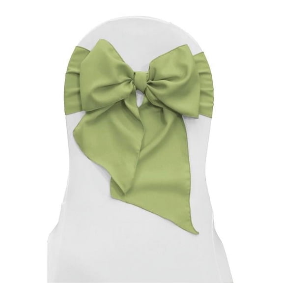 LA Linen TCpop8x108-Pk10-SageP19 Polyester Poplin Chair Bows, Sage - 8 x 108 in. - Pack of 10