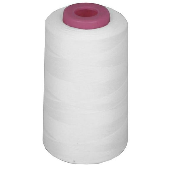 LA Linen ThreadWhite 6000 Yards 100 Percent Polyester Cone Serger Thread, White