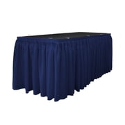 LA Linen SKT-Pop-14x29-10Lclips-NavyP72 Polyester Poplin Table Skirt with 10 L-Clips, Navy - 14 ft. x 29 in.