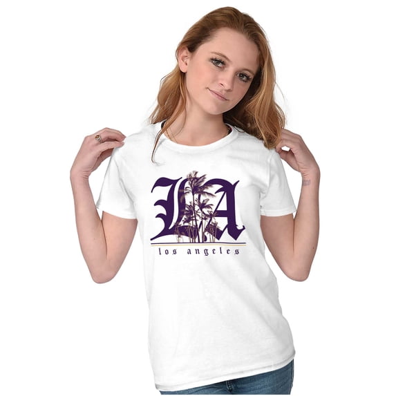 LA Los Angeles California Palm Trees Womens Slim Fit Graphic Tee Brisco Brands S