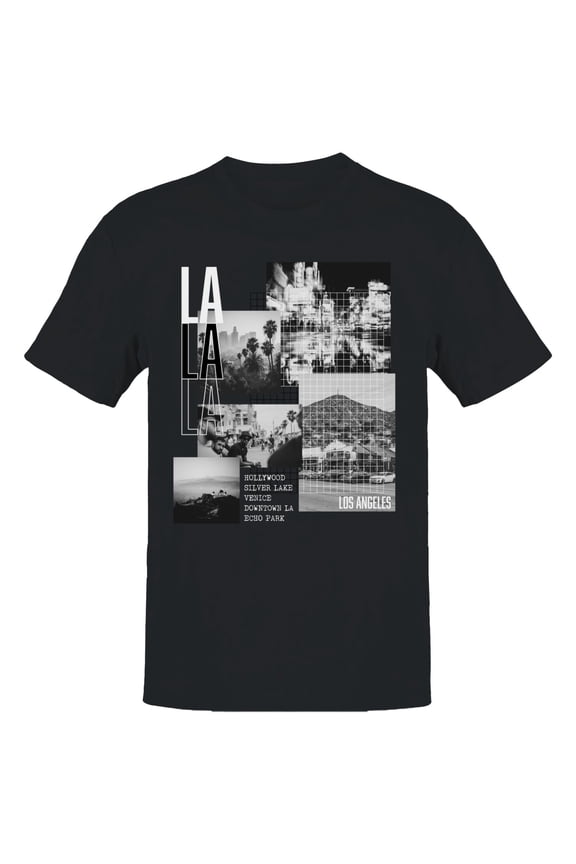 LA Los Angeles Cityscape Men's Black T-shirt