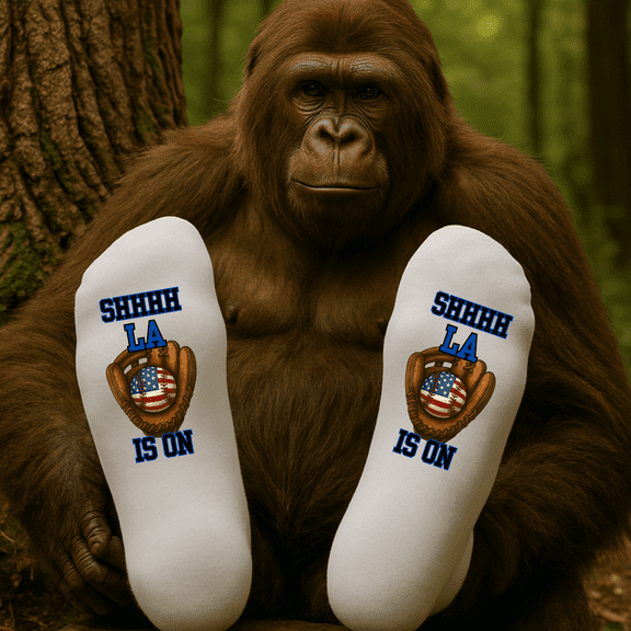 LA, Los Angeles Is On Baseball Socks | Funny Game-Day for Men | Baseball Gift | Sports Fan