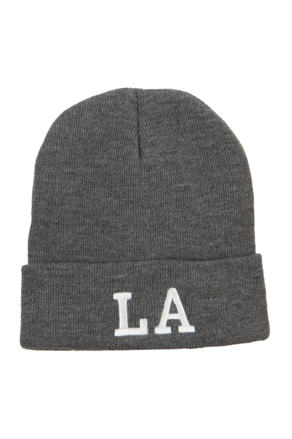 LA Louisiana State Embroidered Long Beanie - Dk Grey OSFM