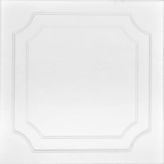 À LA MAISON CEILINGS R08 Virginian Pre-Painted Foam Glue-up Ceiling Tile (21.6 sq. ft./Case), Pack of 8, Ultra Pure White - Satin (Behr)