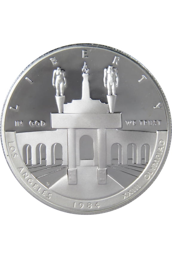 LA Olympiad Coliseum Commemorative 1984 S 90% Silver Dollar Proof $1 Coin