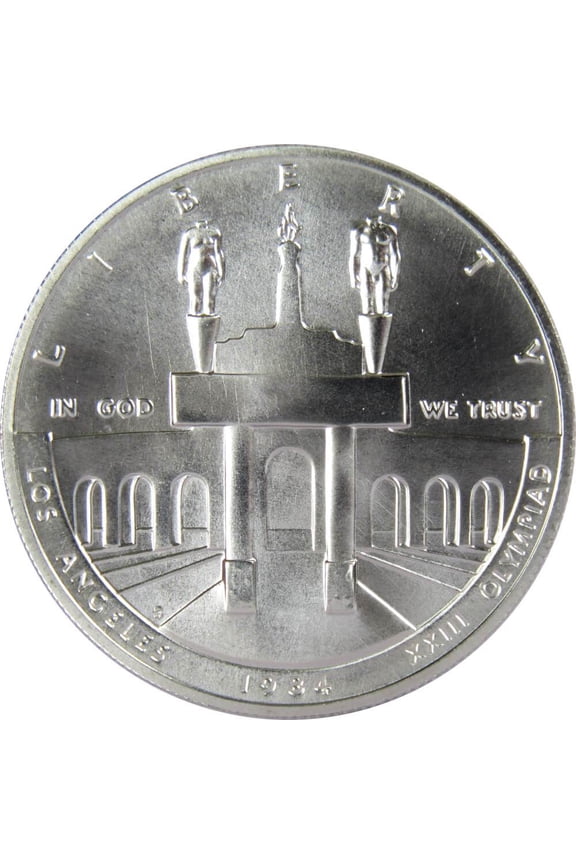 LA Olympiad Coliseum Commemorative 1984 S 90% Silver Dollar Uncirculated $1 Coin