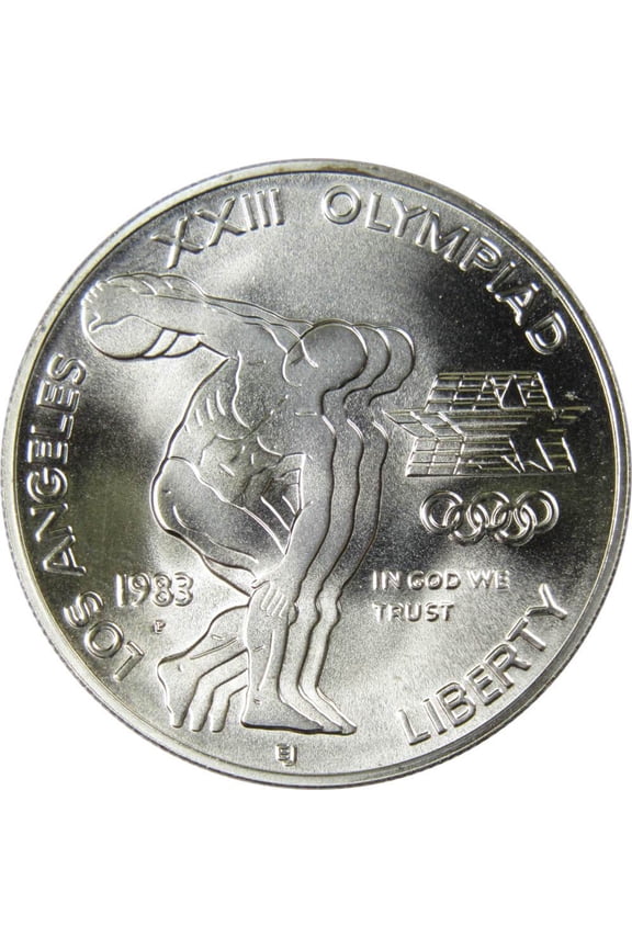 LA Olympiad Discus Thrower Commemorative 1983 P 90% Silver Dollar BU $1 Coin