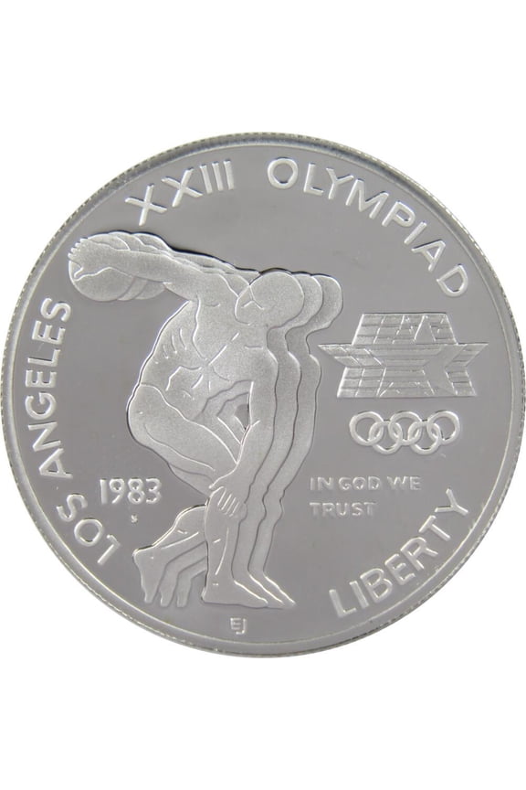 LA Olympiad Discus Thrower Commemorative 1983 S 90% Silver Dollar Proof $1 Coin