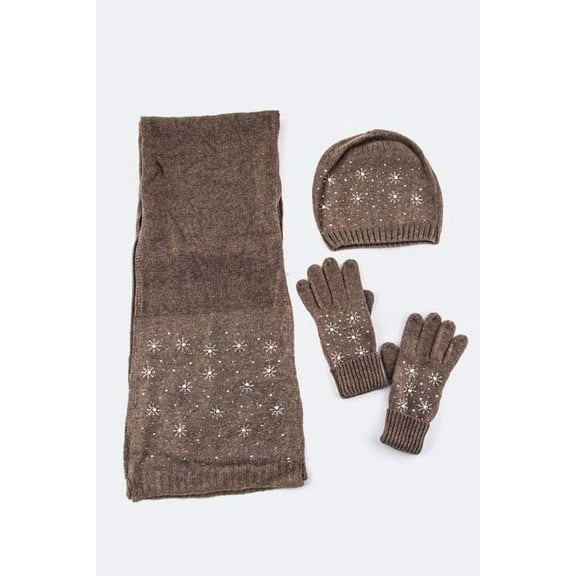 LA PLAZA Snowflakes Are Everywhere Hat, Scarf & Glove Set Variety of Colors