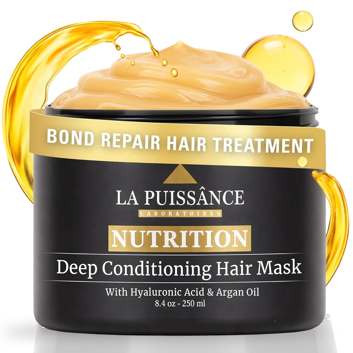 LA PUISSANCE Premium Argan Oil & Hyaluronic Acid Hair Mask – Deep Conditioning Anti-Frizz Treatment for Dry & Damaged Hair 8.45 fl oz