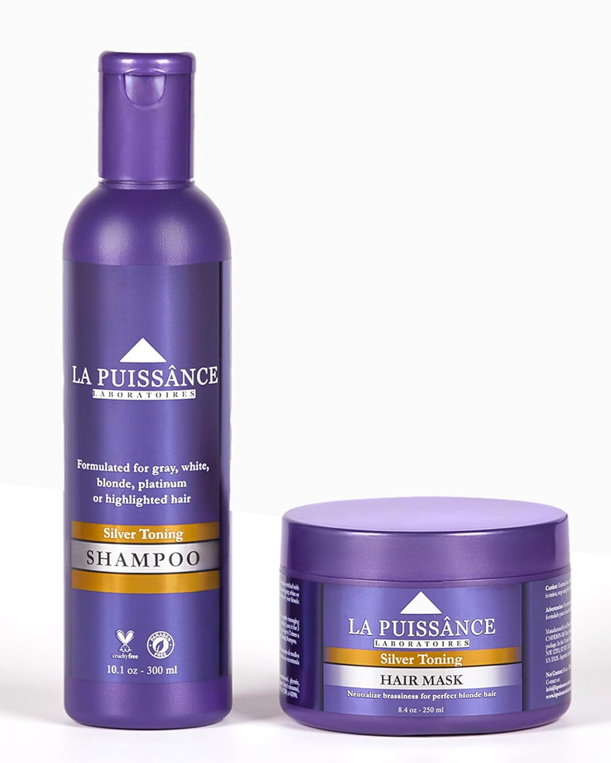 LA PUISSANCE Silver Toning Purple Hair Care Set - Shampoo and Hair Mask Bundle for Blonde Hair & Gray or white Hair - Neutralizes Brassiness, Adds Shine, Hydrates
