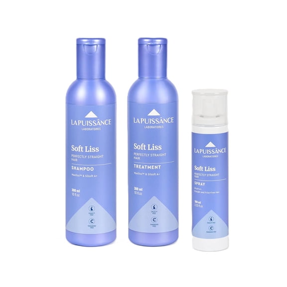 LA PUISSANCE Soft Liss 3-Step Maintenance Kit Frizz Control & Shine System with Maxiliss & Silsoft A+ | Includes Shampoo, Conditioner & Spray | Sulfate-Fre