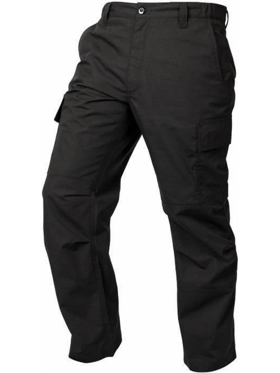 LAPG Men's Core Cargo Pants, Stretch Waistband, Lightweight & Durable Ripstop Cargo Pants, Black, 36X32
