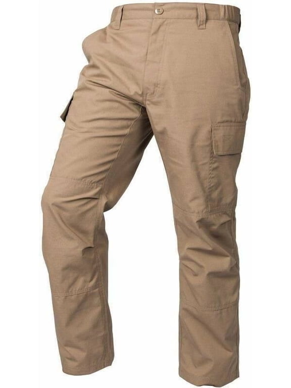LAPG Men's Core Cargo Pants, Stretch Waistband, Lightweight & Durable Ripstop Cargo Pants, Coyote, 34X30
