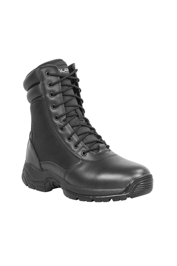 LAPG Men's Core 8" Side-Zip Work Boots, Lightweight and Durable Suede Leather Boots for Hiking, Motorcycling, and Outdoor Activities, Black, Size 8.5