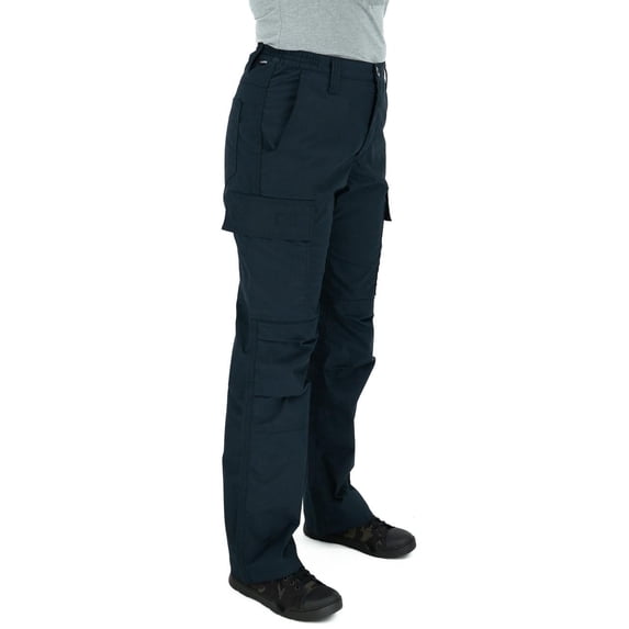 LAPG Women's Stretch Core Cargo Pants, Elastic Waistband, High Rise, Relaxed Fit, Outdoor Work Pants, Navy, 24-REGULAR