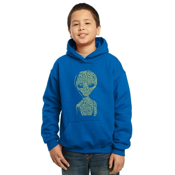 LA Pop Art Boy's Word Art Hooded Sweatshirt - Alien