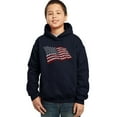 thumbnail image 1 of LA Pop Art Boy's Word Art Hooded Sweatshirt - American Wars Tribute Flag, 1 of 2
