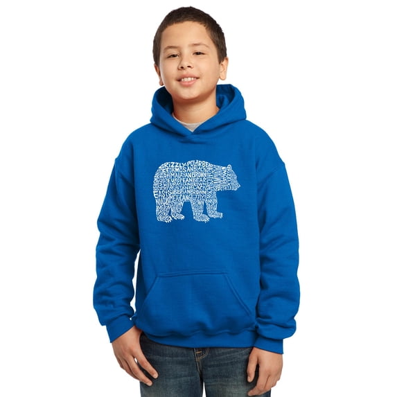 LA Pop Art Boy's Word Art Hooded Sweatshirt - Bear Species