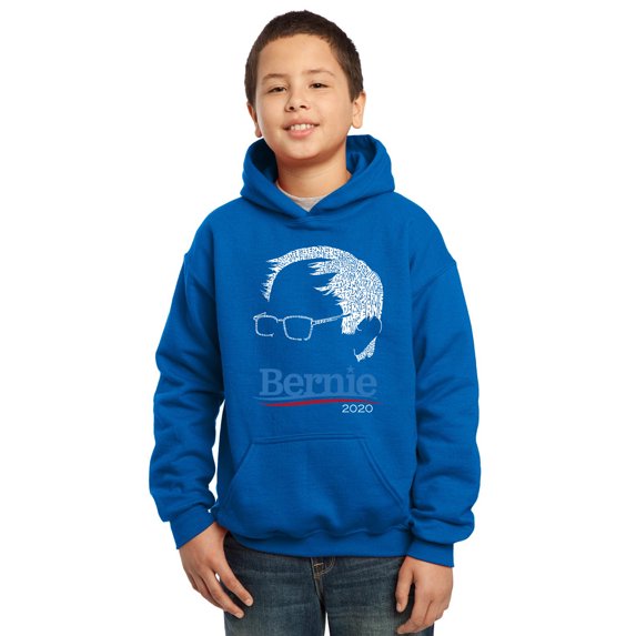LA Pop Art Boy's Word Art Hooded Sweatshirt - Bernie Sanders 2020
